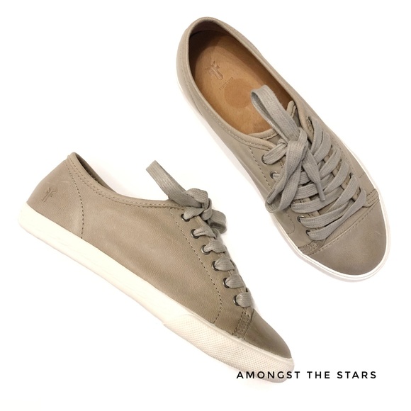 Frye Leather Low Lace Grey Lace Up Sneakers - Picture 2 of 8